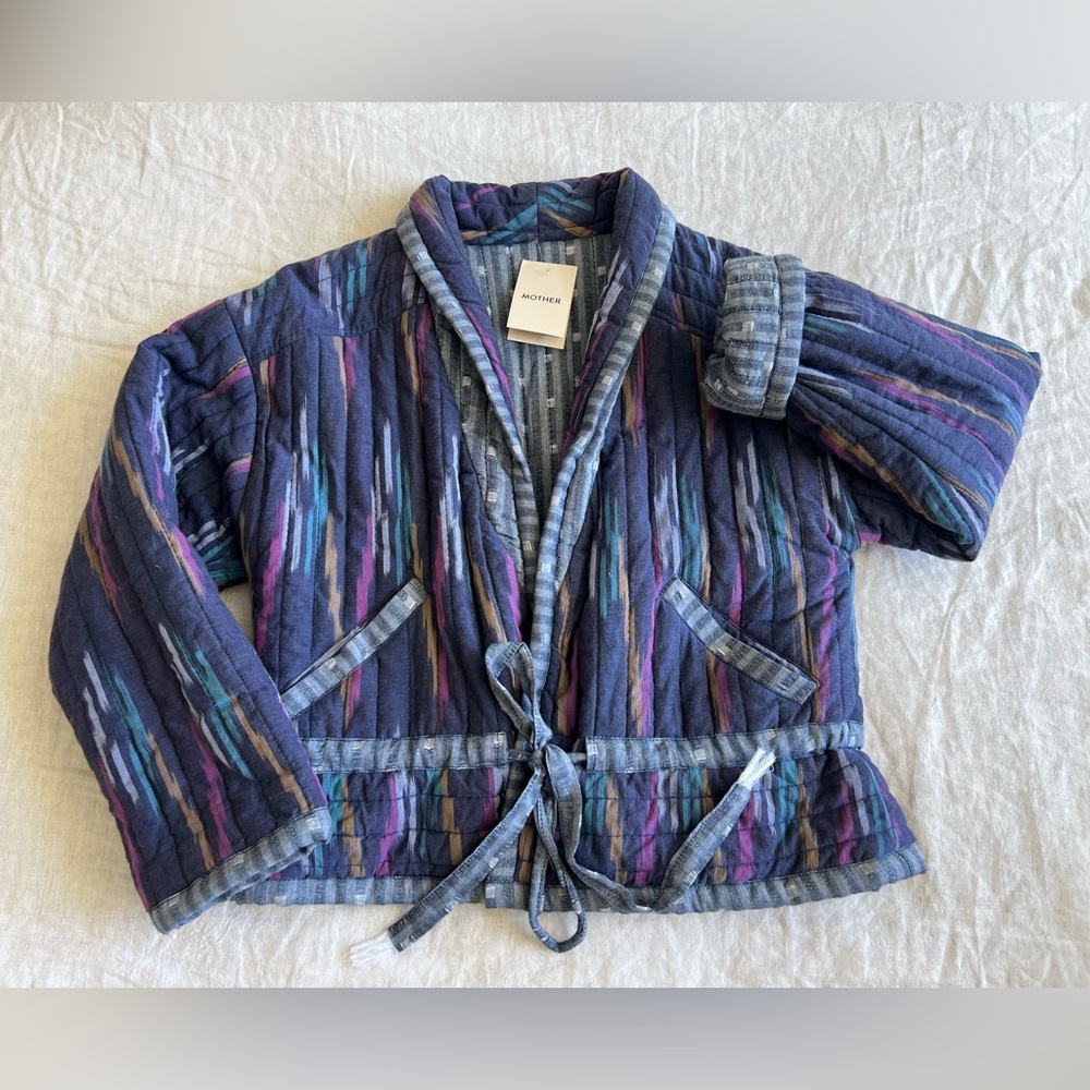 NWT MOTHER Dreamweaver Quilted Jacket Artist in Residence Blue Multi Size Small - Picture 2 of 12